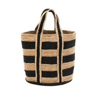 Jute bag, black/nature stripe